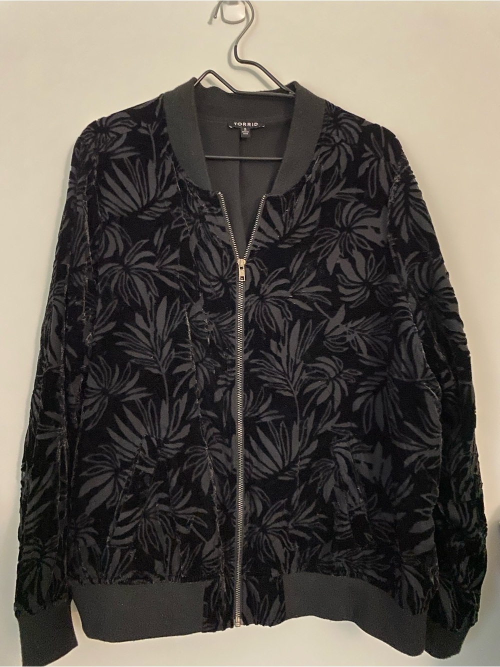 Torrid Black Velvet Burnout Bomber Jacket
